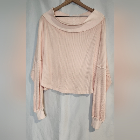 We The Free Close to You Top Womens Medium Light Peach Waffle Knit Lounge - Picture 4 of 7